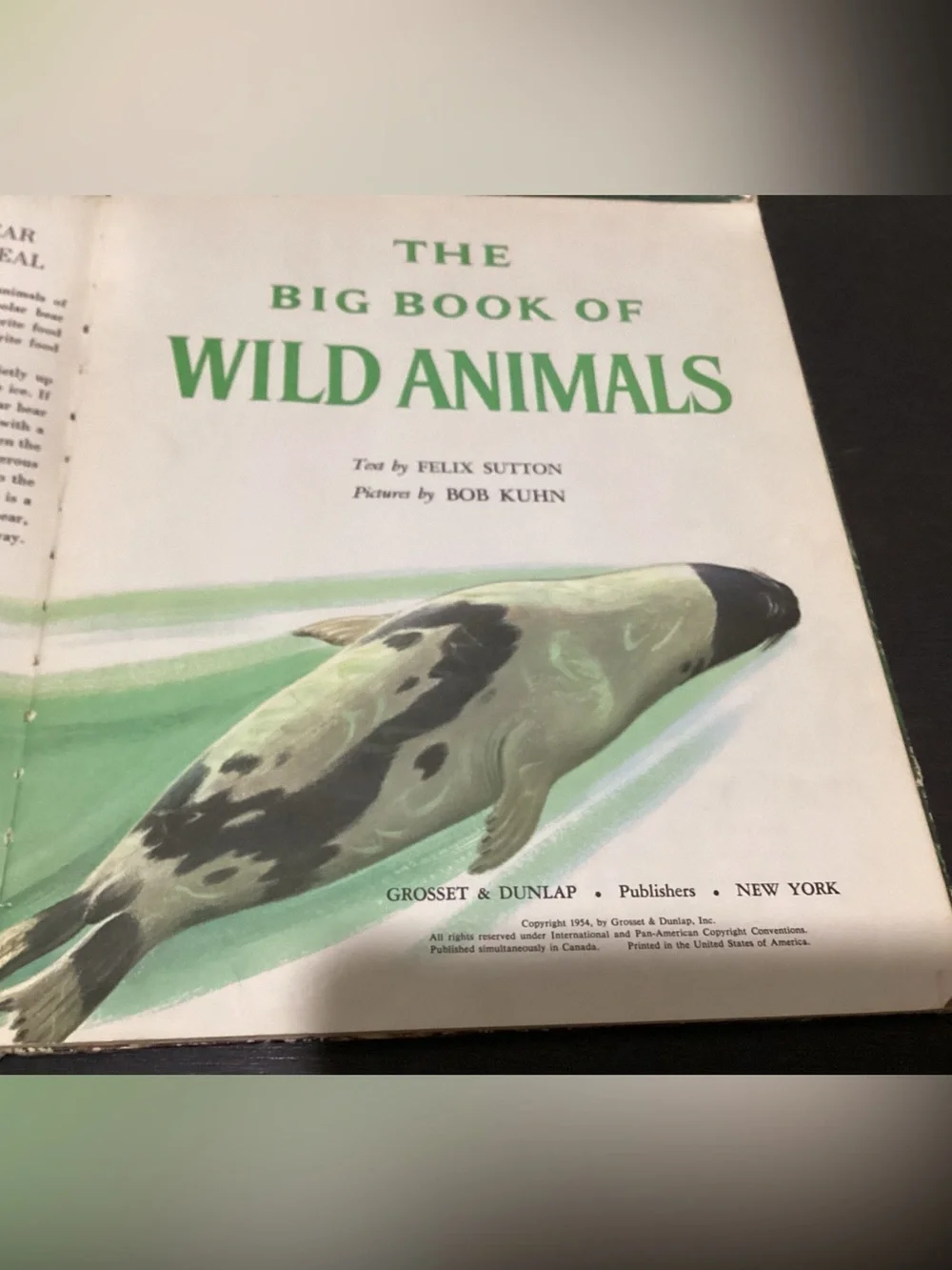 Vtg.Children’s Hardcover book Titled The Big Book of Wild Animals by Felix Sutto